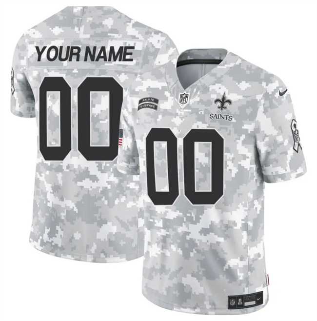 Men%27s New Orleans Saints Active Player Custom 2024 F.U.S.E Arctic Camo Salute To Service Limited Stitched Football Jersey